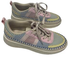 La Sheelah platform patchwork pastel fashion sneaker size 9 tennis shoes